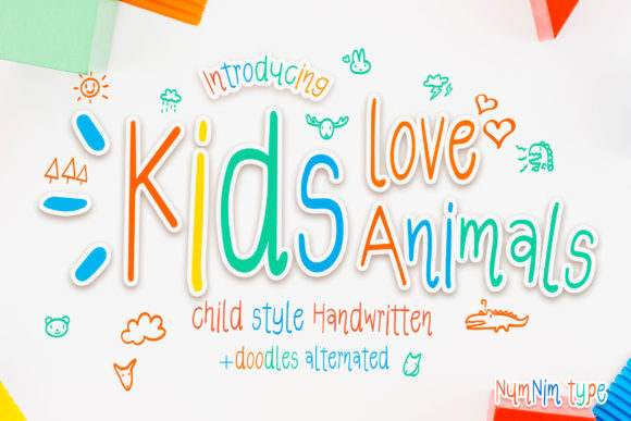Bring Joy to Your Creations with Kids Love Animals Font